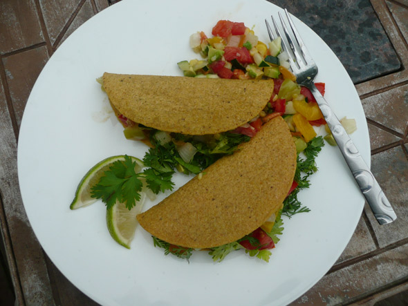 Crunchy Fish Tacos with Zucchini Avocado Summer Vegie Melange