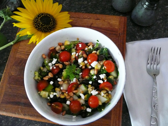 black-bean-corn-salad with tequila lime vinaigrette