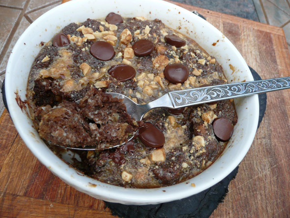 Chocolate Peanut Butter Bread Pudding Magic