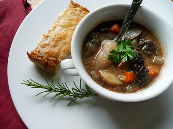 Mahogany Stew with Red Wine and Purple Potatoes