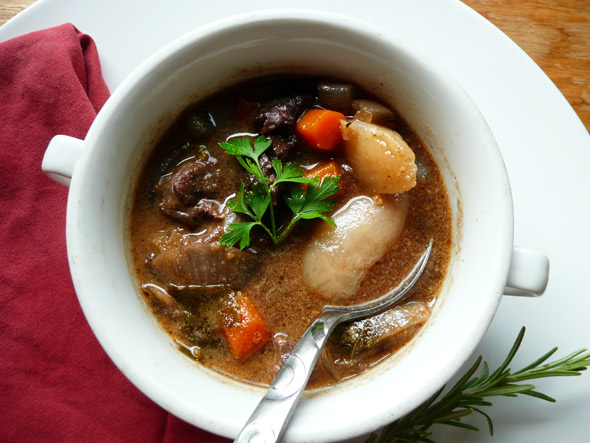 Mahogany Beef Stew with Red Wine and Purple Potatoes