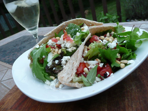 Hummus Feta Tomato Goat Cheese Pinon Pita