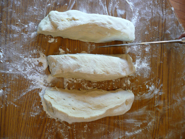 Kardemummakrans: Swedish Braided Bread - Cut the dough in 3 pieces