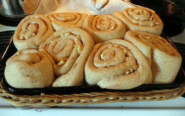 The caramel apple rolls, big and poofy and ready to bake