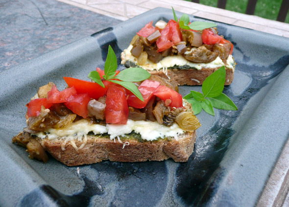 Eggplant Mushroom Bruschetta