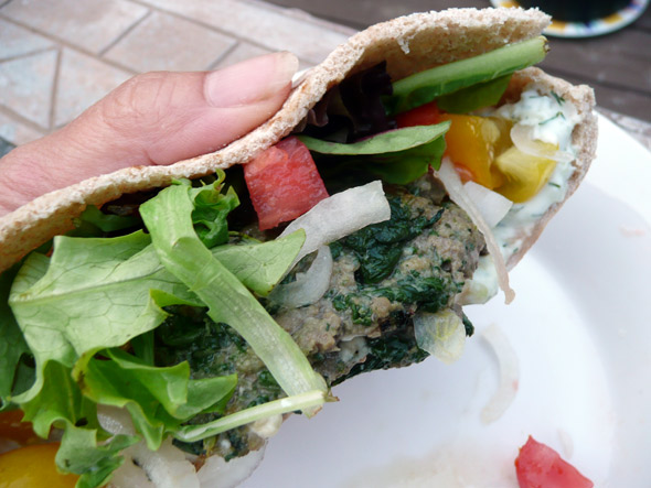 Gyro Burger in a Pita Pocket