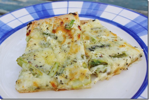 Herb and Garlic Asparagus Pizza from the 4 Little Fergusons