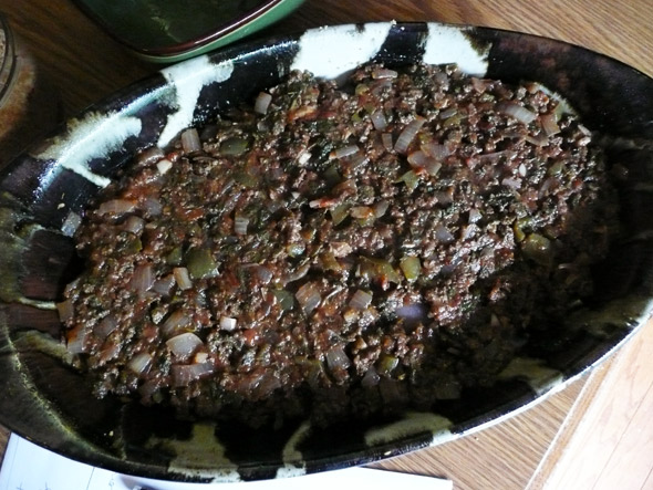 moussaka- the 2nd layer of meat sauce
