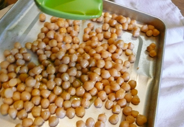 Drizzling Chickpeas with Olive Oil