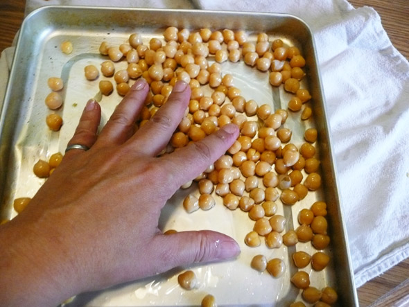 Roasting Chickpeas, Rolling in Olive Oil