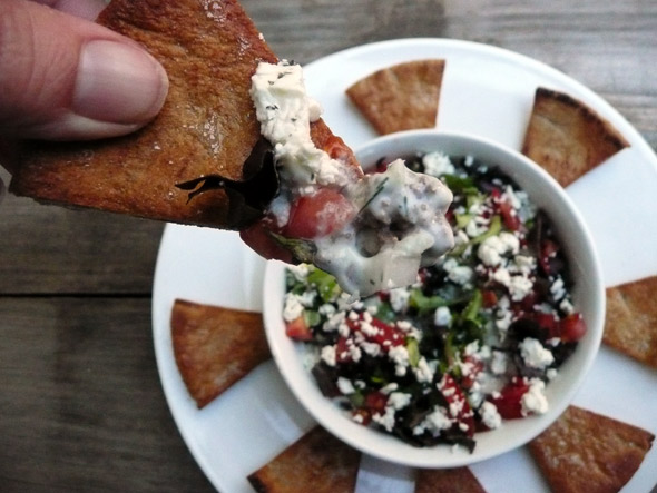 Greek Layer Dip with Pita Chips