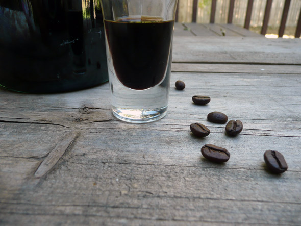 Homemade coffee liqueur