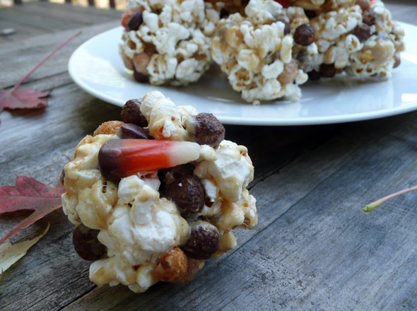 Peanut Buttery Popcorn Balls of Awesomeness