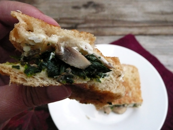 Spinach & Chardonnay Mushroom Grilled Cheese Sandwiches