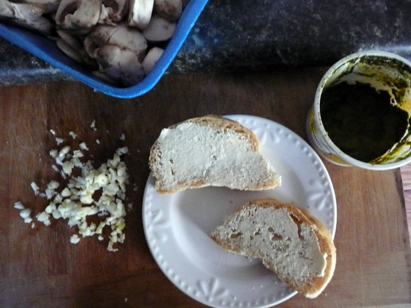 Butter the outside of the bread slices first