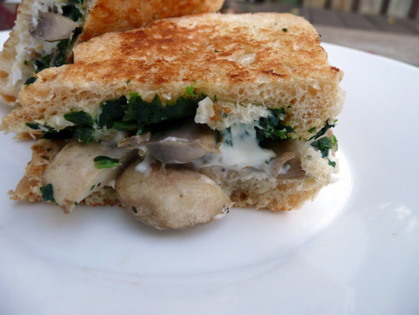 Spinach & Mushroom Grilled Cheese