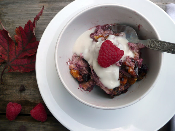 Waffle-Berry Chocolate Chip Pudding