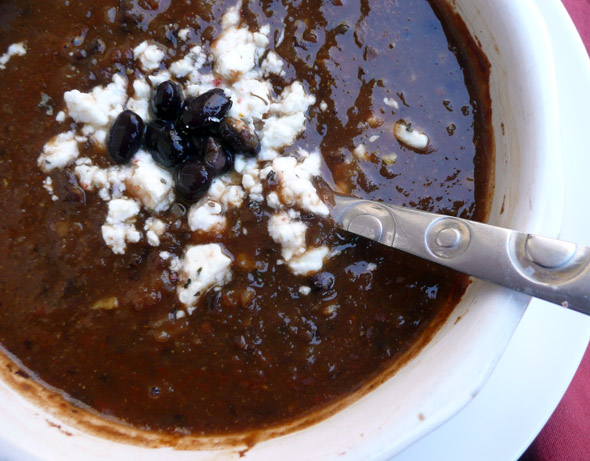 Curried Pumpkin Black Bean Soup with Feta