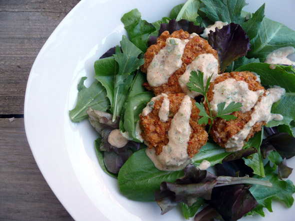 Green Chile Crab Cakes with Smoky Roumelade Sauce