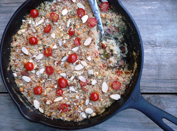 Pumpkin, Pepper, Ham & Cheesy Rice  Skillet Casserole