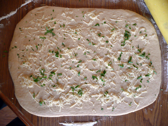 French Bread with Gruyere Cheese and Fresh Basil