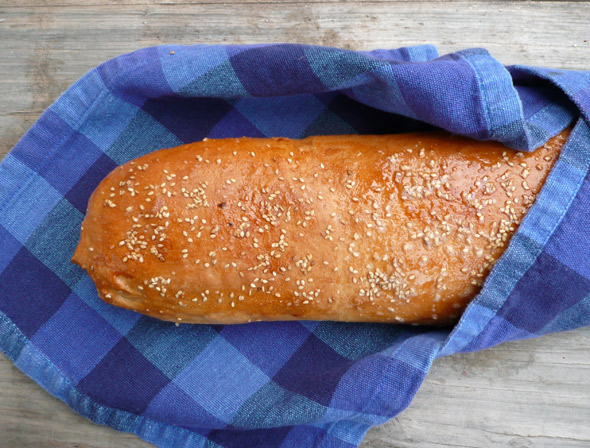 French Bread with Gruyere Cheese and Fresh Basil