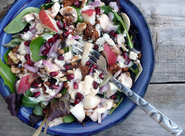 Blues n Beef Salad with Pear & Pomegranate