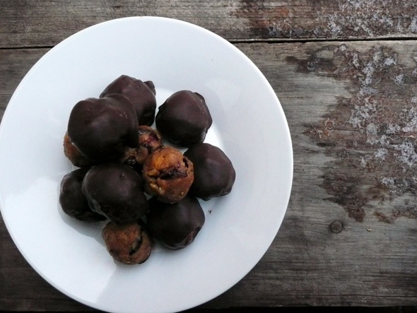 Chocolate Dipped Cranberry Apricot Energy Balls