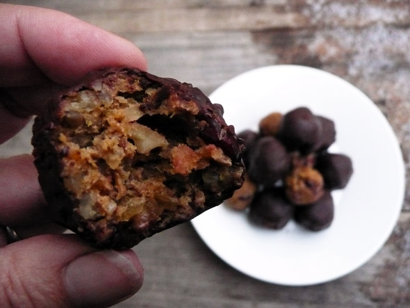 Chocolate Dipped Cranberry Apricot Energy Balls