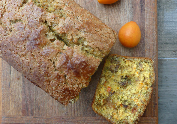 Kumquat Basil Walnut Quick Bread