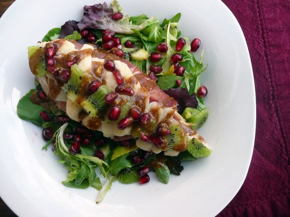 Prosciutto-wrapped Turkey Breast with Kiwi & Pomegranate