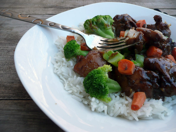 Teriyaki Chicken with Bismati Rice, Broccoli and Carrots