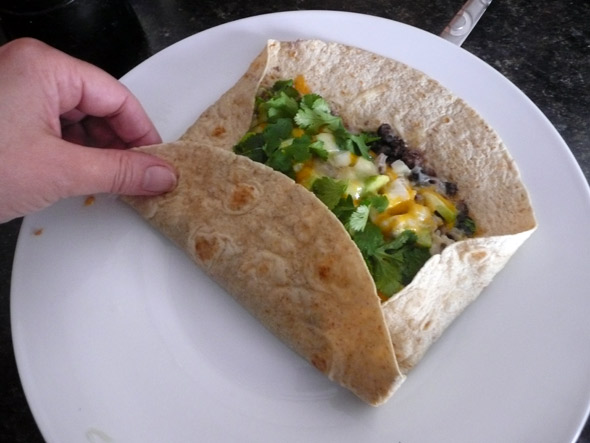 Cheesy Black Bean & Rice Burritos