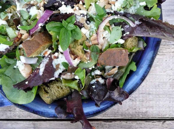 Bread & White Bean Salad with Feta and Basil