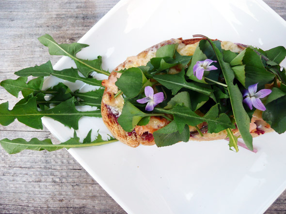 Raspberry Salmon Havarti Toast with Wild Greens