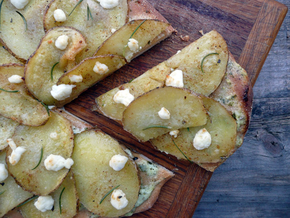 Garlic Ranch Rosemary Potato Pizza with Goat Cheese