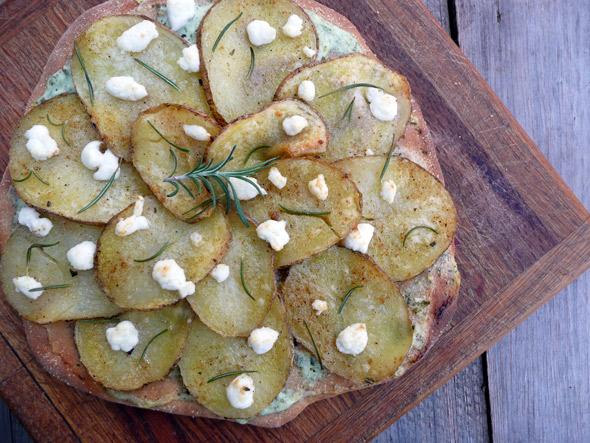 Garlic Ranch Rosemary Potato Pizza with Goat Cheese 