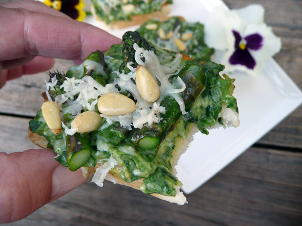 Asparagus on Green Garlic Crostini