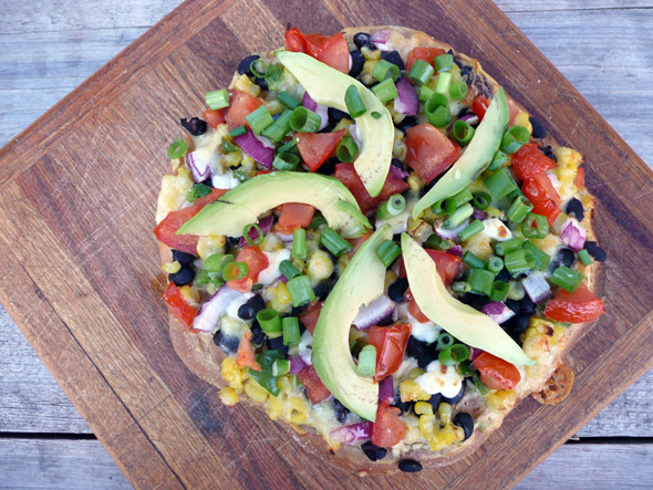 Black Bean, Corn and Avocado Fiesta Pizza