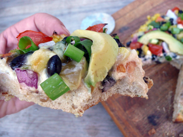 Black Bean, Corn and Avocado Confetti Pizza