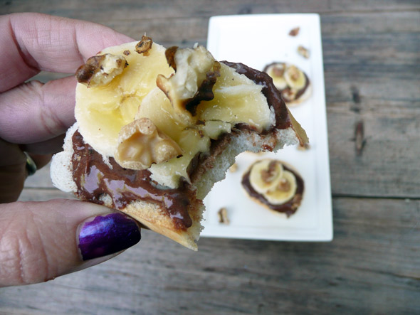 Chocolate Dessert Crostini with Banana and Toasted Walnuts
