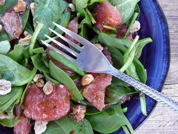 Grapefruit & Sweet Toasted Walnut Salad with Ginger Grapefruit Vinaigrette