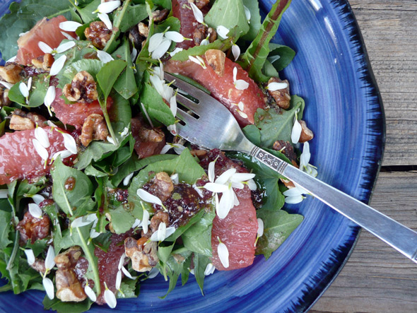 Grapefruit & Sweet Toasted Walnut Salad with Ginger Grapefruit Vinaigrette