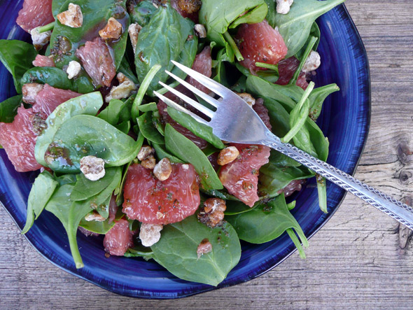 Grapefruit & Sweet Toasted Walnut Salad with Ginger Grapefruit Vinaigrette