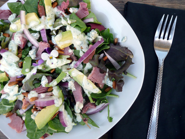 Ham, Avocado & Blue Cheese Salad with Toasted Pinons