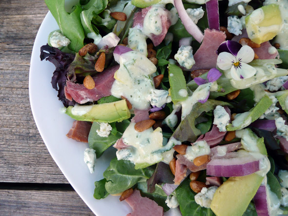 Ham, Avocado & Blue Cheese Salad with Toasted Pinons