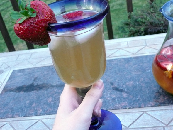 Basil-Infused Strawberry Peach Sangria