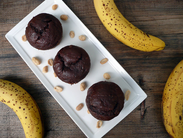 Elvis' Favorite Muffins (Chocolate, Peanut Butter, and Banana with a Peanut Butter filling)