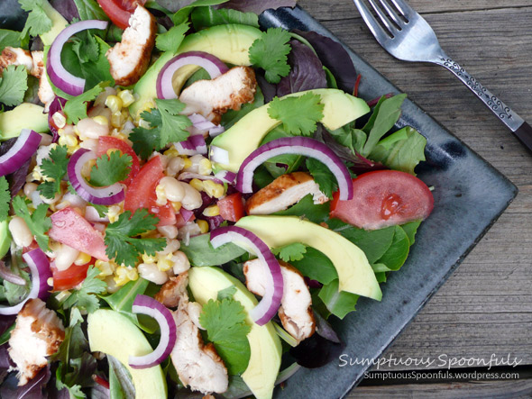 Barbecue Chicken Salad with Jalapeno Cilantro Ranch dressing