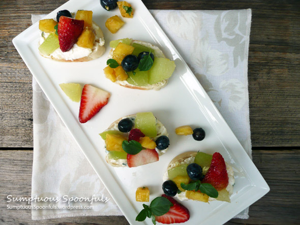 Maple Ginger Fruit Crostini with Fresh Basil